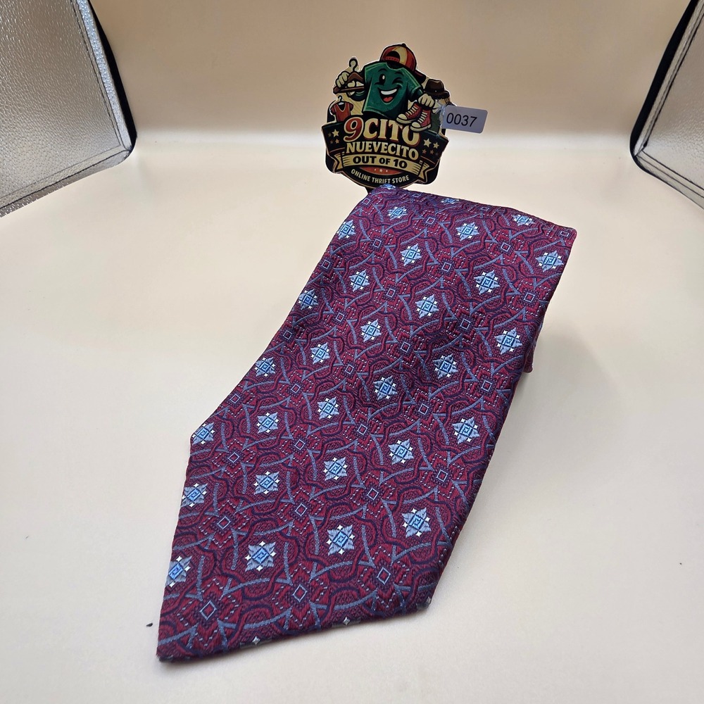 Robert Talbott Best of Class Nordstrom Silk Tie Burgundy Blue Geometric Medallio